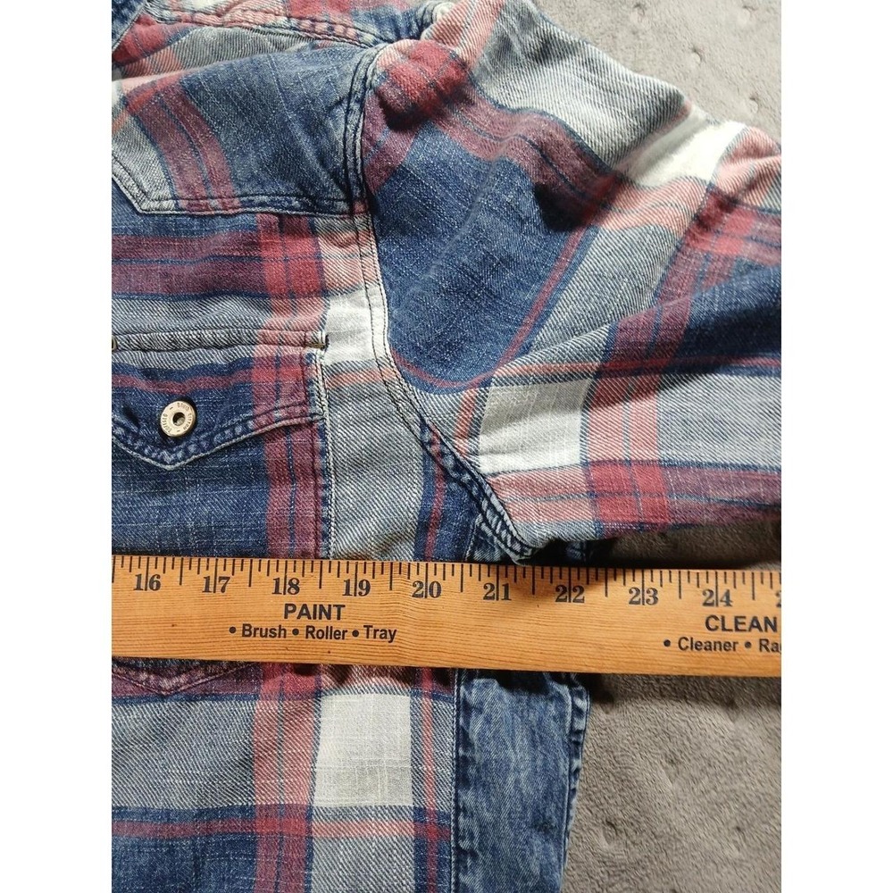 Buffalo David Bitton Mens Plaid Western Button Up Shirt Blue Red Model 100 Large - Picture 5 of 8